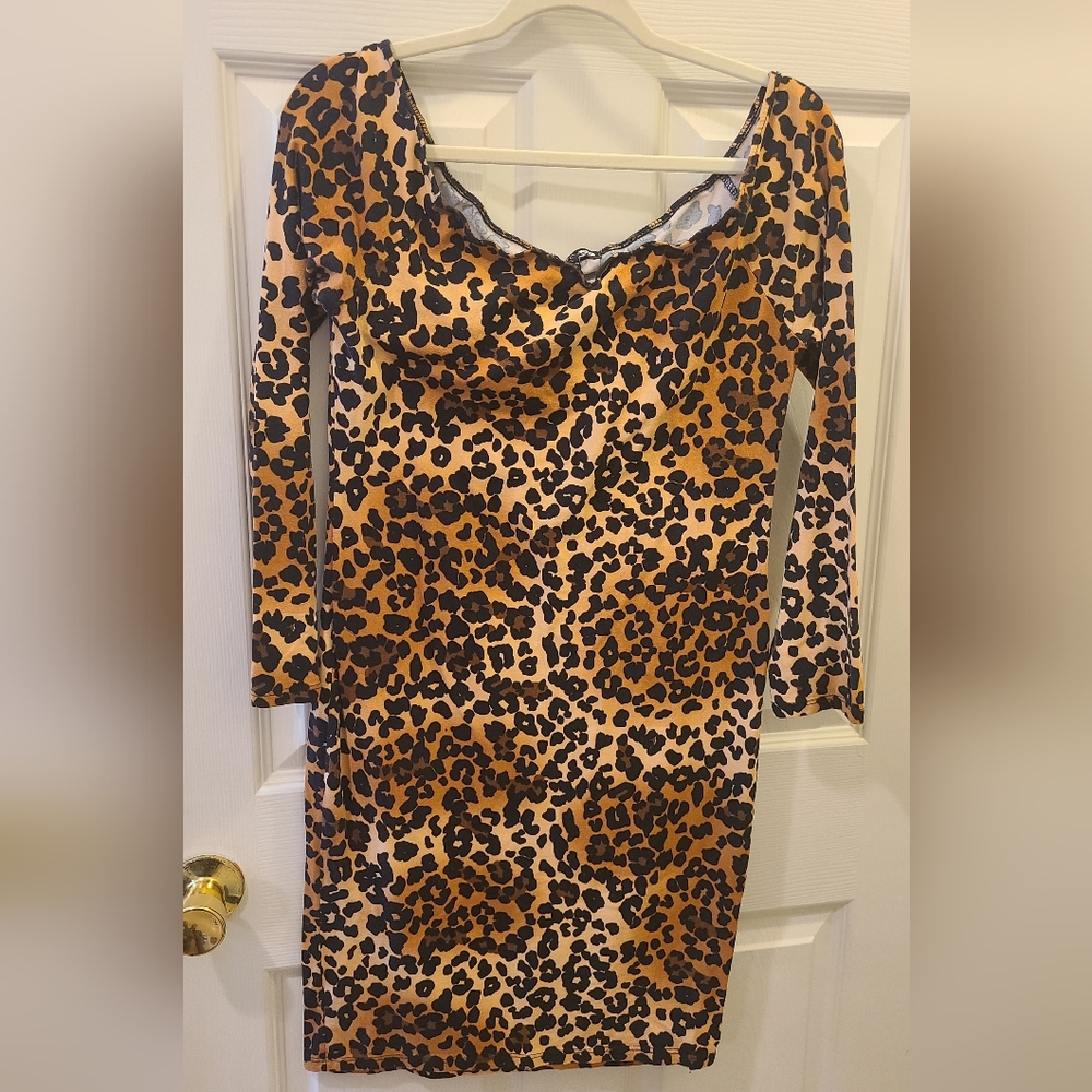 Fashion Nova Animal Print Off The Shoulder Dress